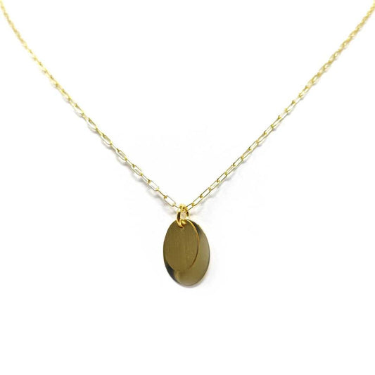 Pendente stilizzato ovale in argento dorato
