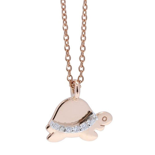 Pendente Tartaruga in Oro Rosa e Diamanti CT 0.05