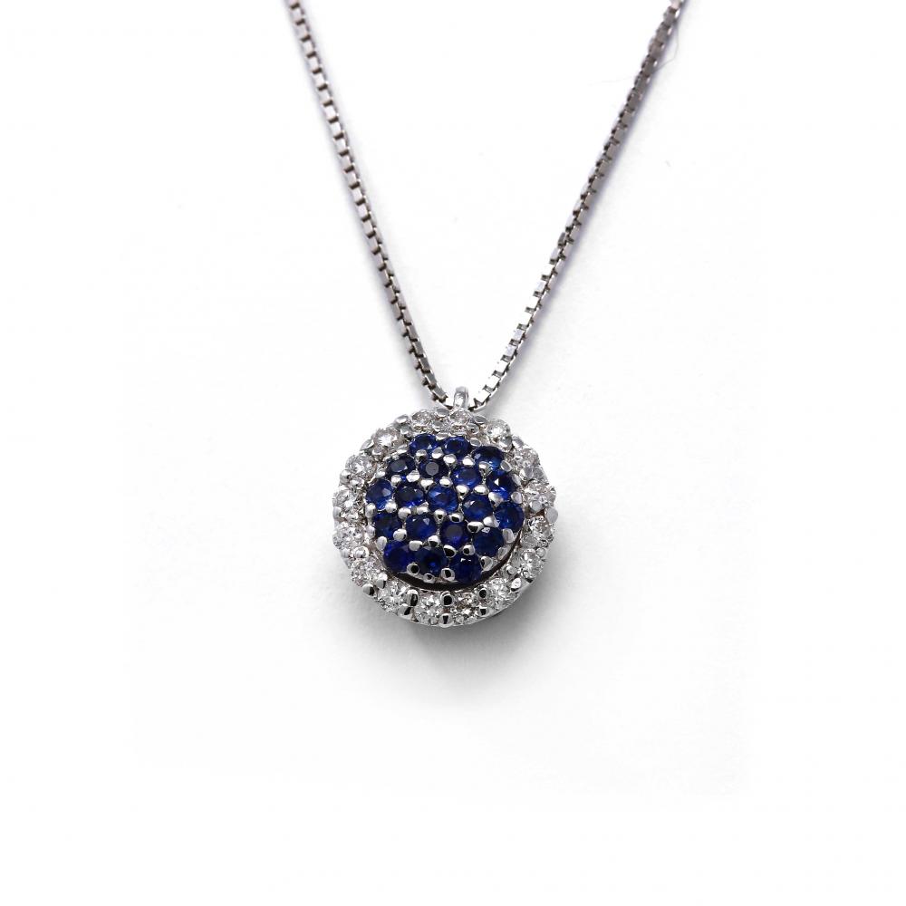 Pendente con Zaffiri CT 0.17 e Diamanti CT 0.13