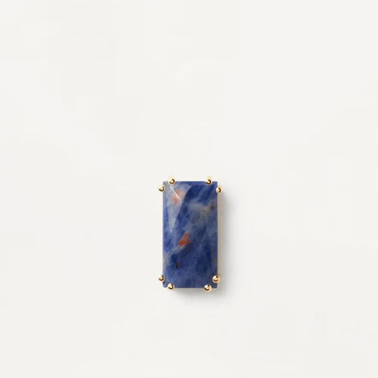 Piercing a bottone placcato oro con gemma blu scuro dalla forma rettangolare