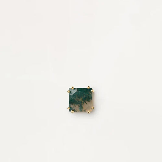 Piercing a bottone placcato oro con gemma verde scuro taglio asscher