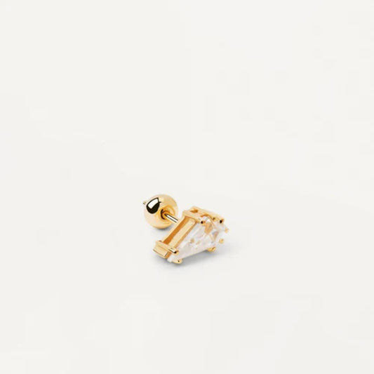 Piercing per orecchio placcato oro con zircone bianco a forma di goccia