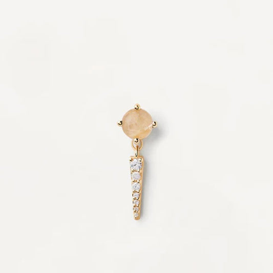 piercing placcato oro con gemma beige e ciondolo in zirconi bianchi
