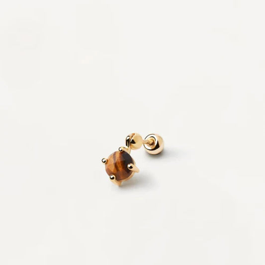 Piercing placcato oro con gemma marrone taglio rotondo