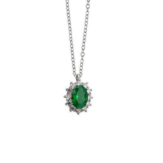 Pendente Cestello Verde con zirconi