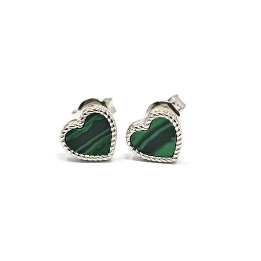Orecchino a cuore in argento con pietre colorate