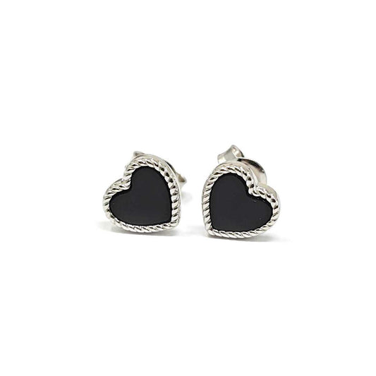 Orecchino a cuore in argento con pietre colorate