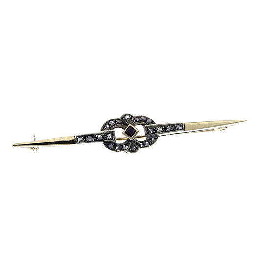 Spilla in Oro 12kt con 22 Diamanti CT 0.22 e Rubino CT 0.06