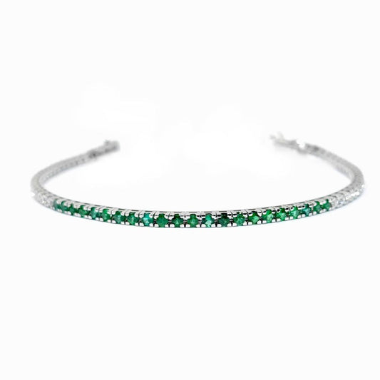 Bracciale Tennis con Diamanti Bianchi CT 1.76 e Smeraldi CT 0.88