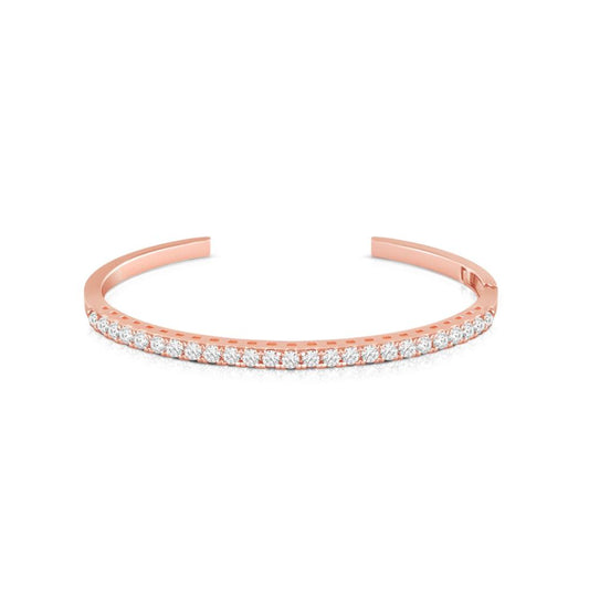 Tennis rigido argento 925 color oro rosa con cristalli bianchi misura S